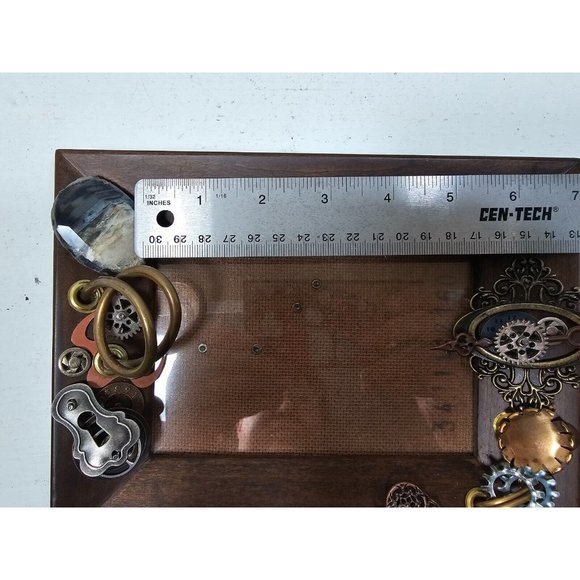 Handmade Steampunk Picture Frame Antique Look 8" X 6" Wood Metal Hanging - Picture 9 of 10